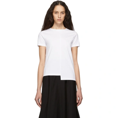 Loewe Asymmetric Logo-embroidered T-shirt In White