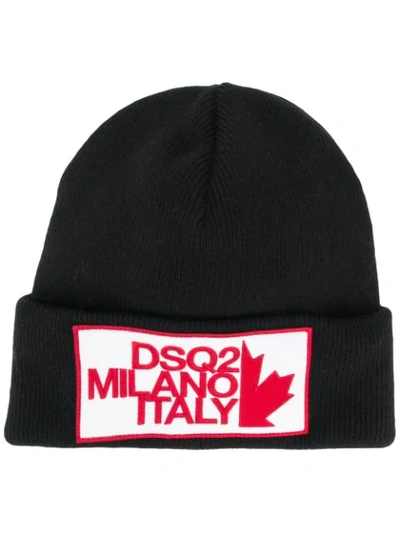 Dsquared2 Milano Patch Black Wool Beanie