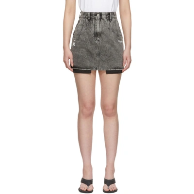 Off-white High-waisted Acid Wash Denim Skirt In Grey