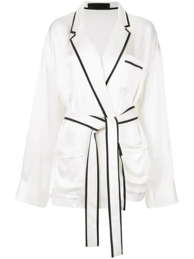 Haider Ackermann White Women's Satin Pyjama Shirt