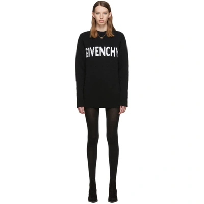 Givenchy Intarsia Logo Cotton Knit Sweater In Black