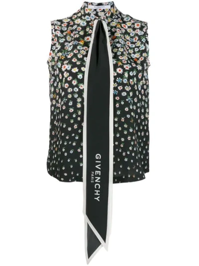 Givenchy Black Women's Floral Oversized Tie Shirt
