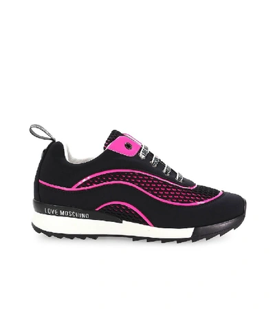 Love Moschino Fuchsia Black Mesh Sneaker