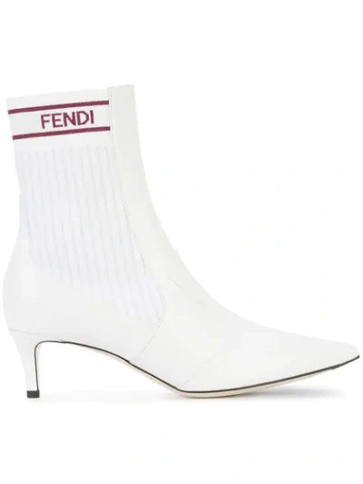 Fendi 45 Stretch Ankle Boots In White