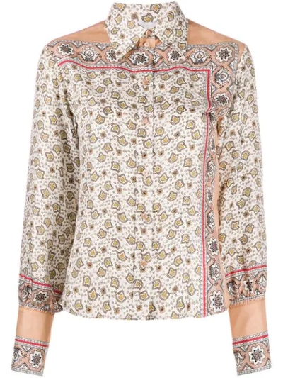 Chloé Floral Paisley Print Silk Shirt In Pink - White 1