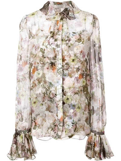 Adam Lippes Multicolor Women's Floral Blouse In Pink