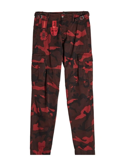 Valentino Red Men's Camouflage Cargo Pants In Black