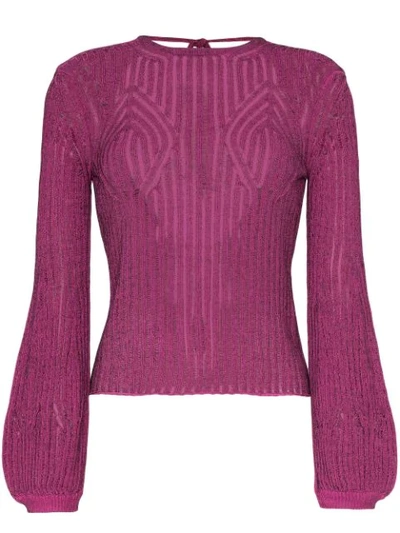 Chloé Purple Women's Tie Back Knitted Top In Pink