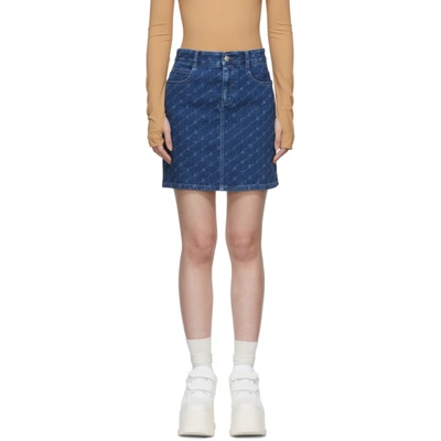 Stella Mccartney Logo Print Denim Skirt In Blue