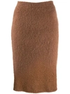 Versace Fluffy Pencil Skirt In Brown