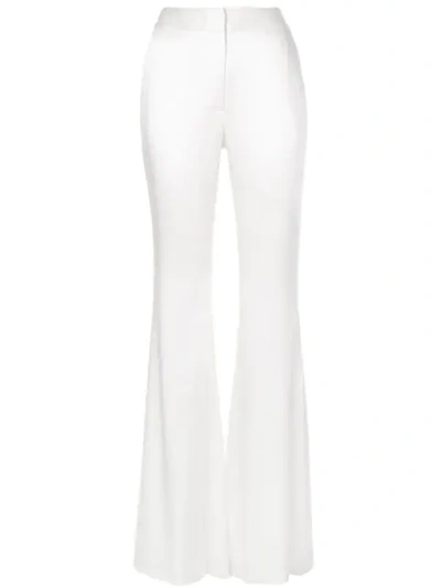 Adam Lippes White Double Hammered Satin Pant