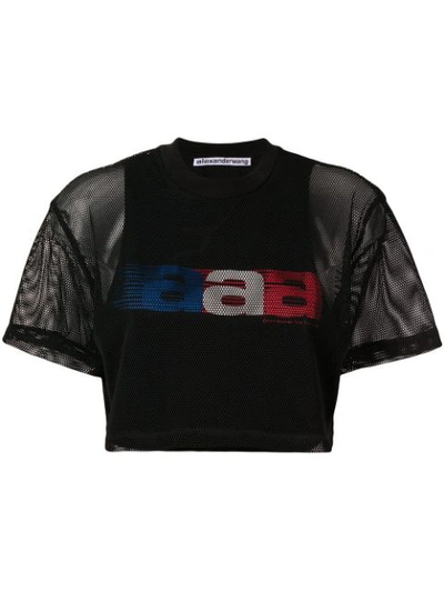 Alexander Wang Aaa Mesh Cropped T-shirt In Black