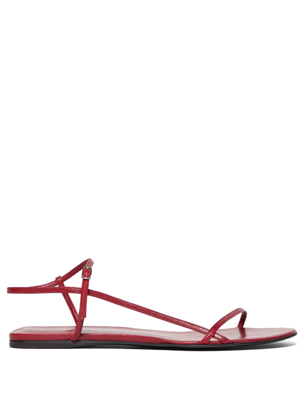 red strappy sandals flat