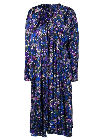 Balenciaga Purple Women's Pulled Print Dress In Black