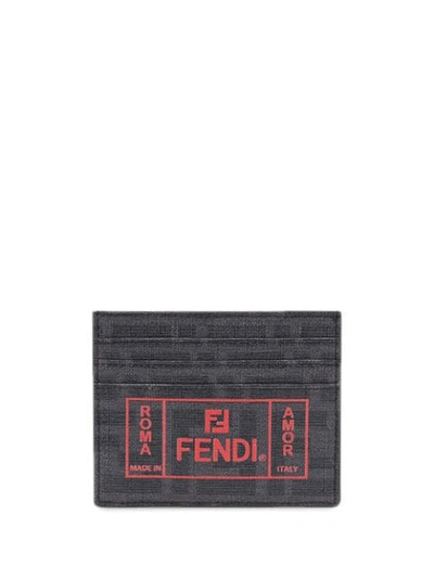 Fendi Ff Motif Fabric Cardholder In Black