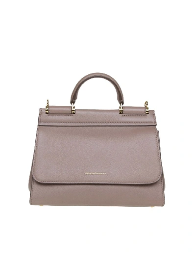 Dolce & Gabbana Small Soft Sicily Bag In Calf Leather In Grey