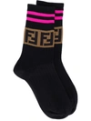 Fendi Black Women's Ff Logo Sport Socks