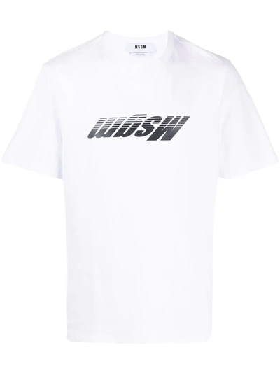 Msgm Mirror Logo Boxy T-shirt In White