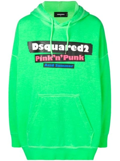 Dsquared2 Oversized Fluo Green Cotton Sweatshirt