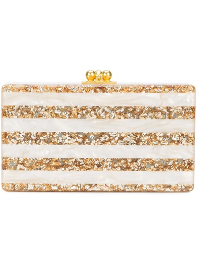 Edie Parker Jean Confetti-striped Box Clutch Bag, Gold/silver In White Gold