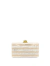 Edie Parker Jean Glittered & Striped Acrylic Clutch In Nude-white