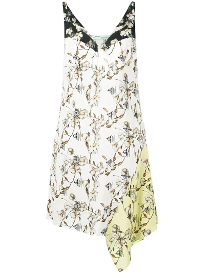 Off-white Love Mixed Floral-print Sweetheart Sleeveless Cami Dress, White Pattern