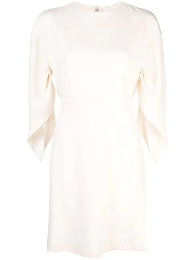 Chloé Neutral Women's Short Peak Sleeve Day Dress In Neutrals