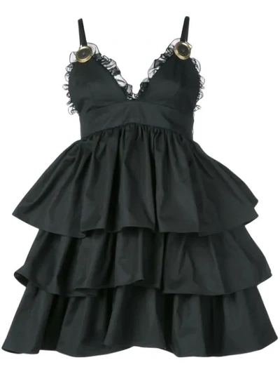 Fausto Puglisi Black Women's Layered Ruffled Mini Dress In 999