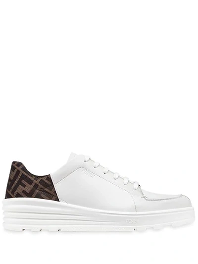 Fendi White Leather Sneakers With Monogram