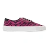 Saint Laurent Pink Men's Pink Zebra Print Lace-up Sneakers