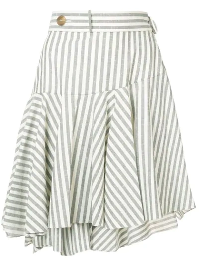 Loewe Grey Women's Striped Skater Skirt In White