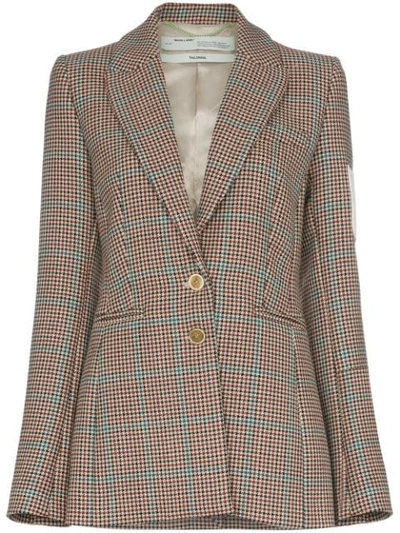 Off-white Appliquéd Checked Wool Blazer In Multicolor