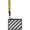 Off-white Diagonal Stripe Zipped Pouch In Black/white