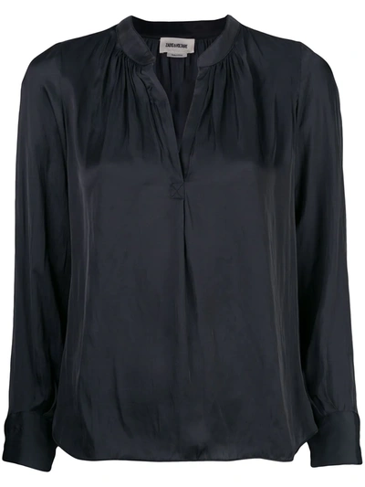 Zadig & Voltaire Tink Draped Satin Blouse In Black