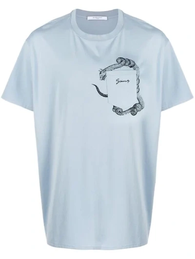 Givenchy Blue Men's Snake Print Pocket T-shirt