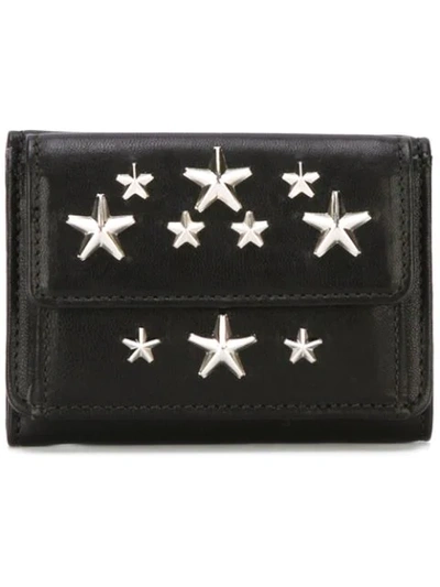 Jimmy Choo Star Embellished Leather Nemo Wallet In Black