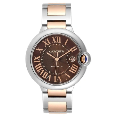 Cartier Ballon Bleu Steel Rose Gold Chocolate Dial Unisex Watch W6920032 In Not Applicable