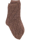 Fendi Brown Women's Sheer Ff Motif Socks In F0qb9 Beige