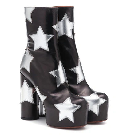 Vetements Leather Star Platform Ankle Boots In White