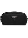 Prada Logo-plaque Cosmetic Pouch In Black