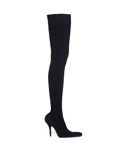 Balenciaga Round Over-the-knee Textile Boots In Black