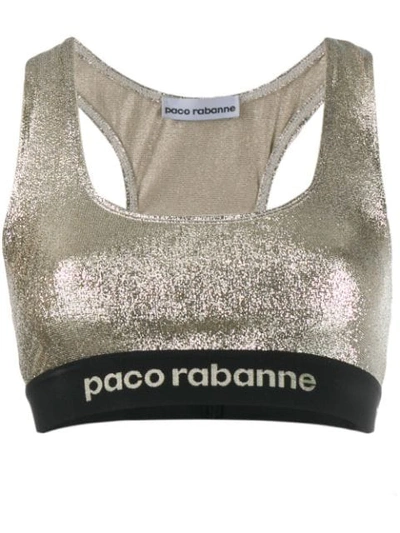 Paco Rabanne Silver Women's Sparkle Detail Tank Top In M042 Silver Gold