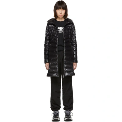 Moncler Black Women's Hooded Midi Puffer Jacket In 999 Black