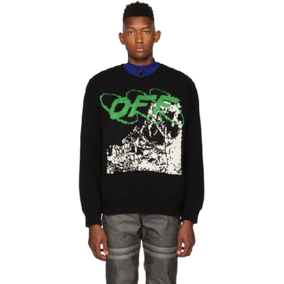 Off-white Ruined Factory Crewneck Sweater In Black & White