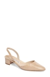 Manolo Blahnik Aspro Patent Leather Block Heel Slingbacks In New Nude