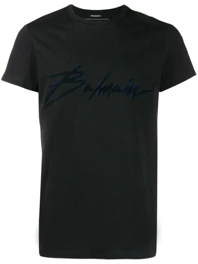 Balmain Paris Logo Cotton-jersey T-shirt In Black