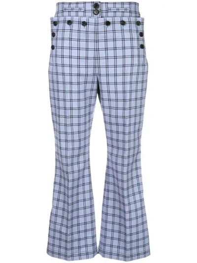 Marni Blue Women's Checked High-waist Flared Trousers