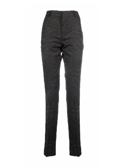 Saint Laurent Printed Slim-fit Trousers In Black