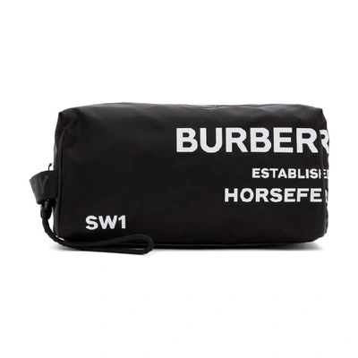 Burberry Horseferry Print Nylon Pouch In Black