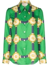 Gucci Printed Silk-twill Blouse In Green